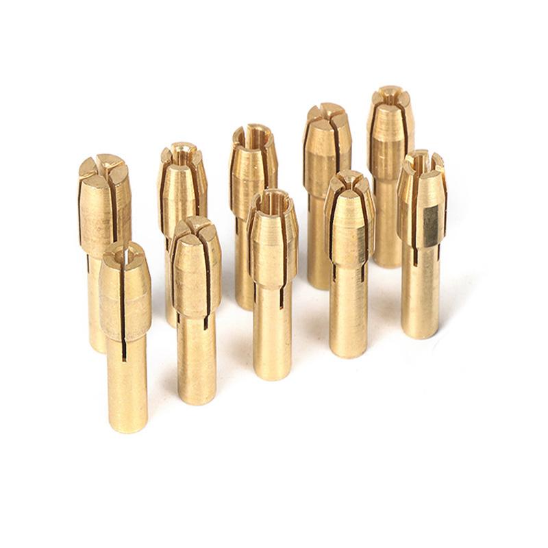 10-11pcs/batch Mini Drill Brass Collet Collet for Rotary Tools 0.5-3.2mm Brass and Nut for Accessory Set