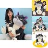 Cute Grey Short Plush Lucife Cat Doll Stuffed Animal Toy For Teenagers 30/45/60/80cm