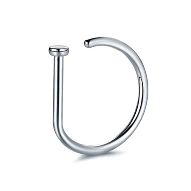 Curved Barbells Fake Nose Ring D-Shaped Tragus Helix Hoop Ring Stainless Steel Septum Ring Piercing Jewelry for Unisex