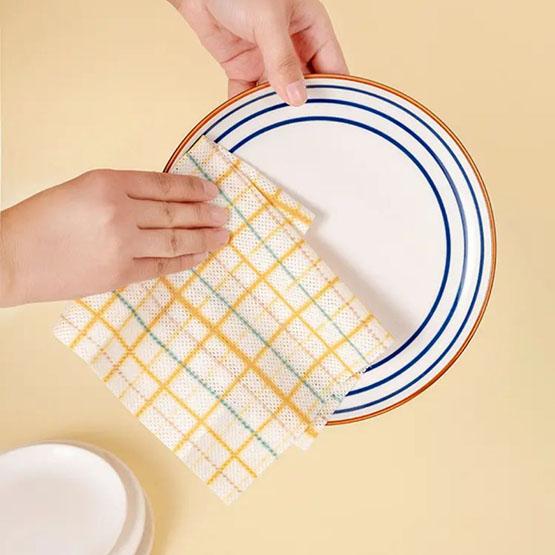 WTEMPO 1 role 25*25CM Kuchyňské jednorázové omyvatelné silné utěrky na odstraňování oleje Utěrky na nádobí Olej absorbující Suché/mokré Dvojúčelové hadry Kuchyňský papír