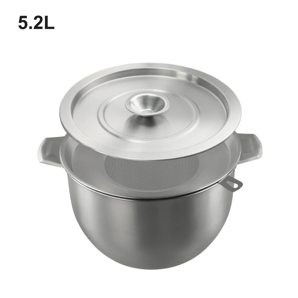 Stainless Steel Household Soup Oil Filter Pot Lard Strainer Tank Container Storage Can With Lid Kitchen Tools 2.8L/3.8L/5.2L