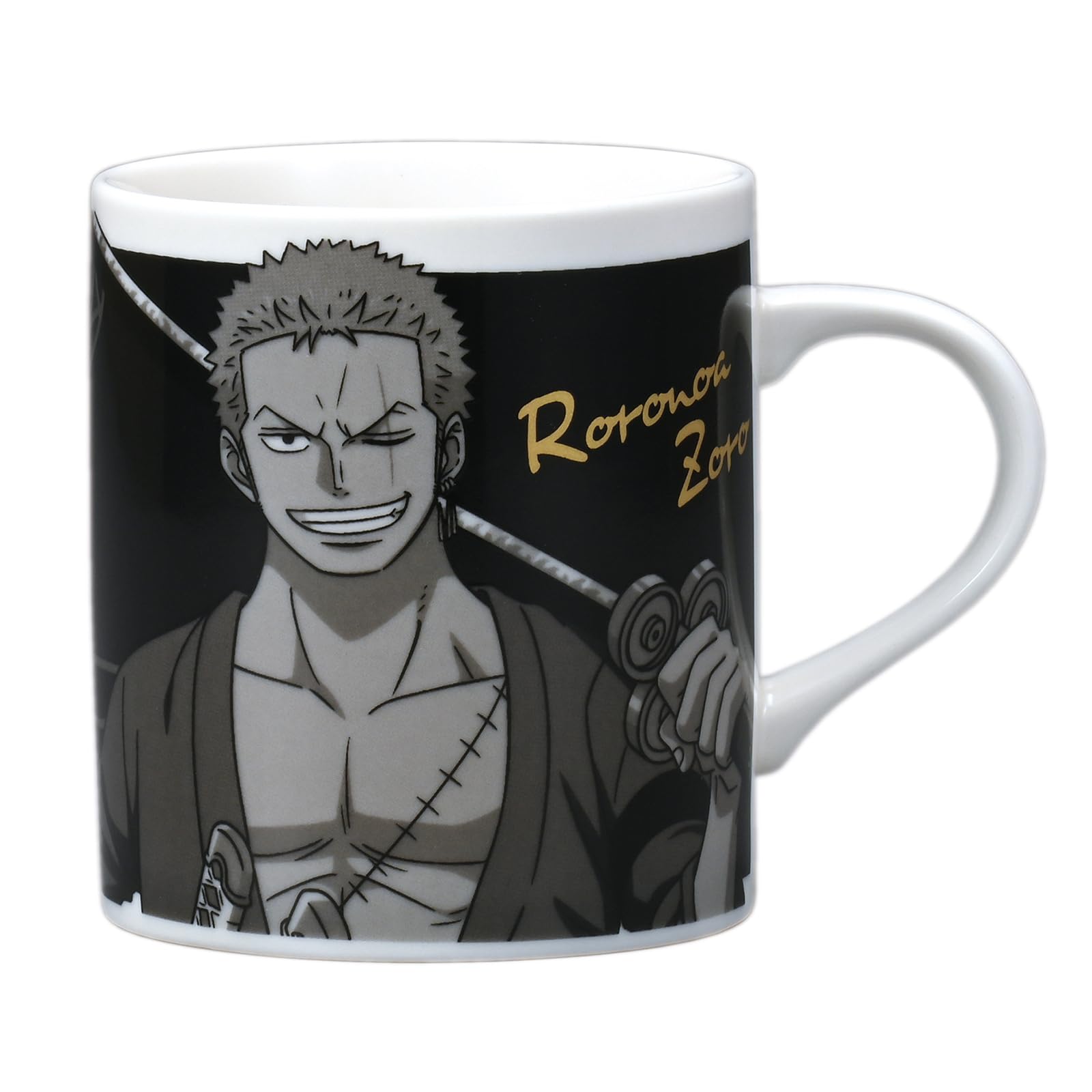 Zoro Straw Hat Pirates Monochrome Microwave and Dishwasher Made in 124151  One Piece  Mug, Approx. 300ml, Safe, Japan, nero