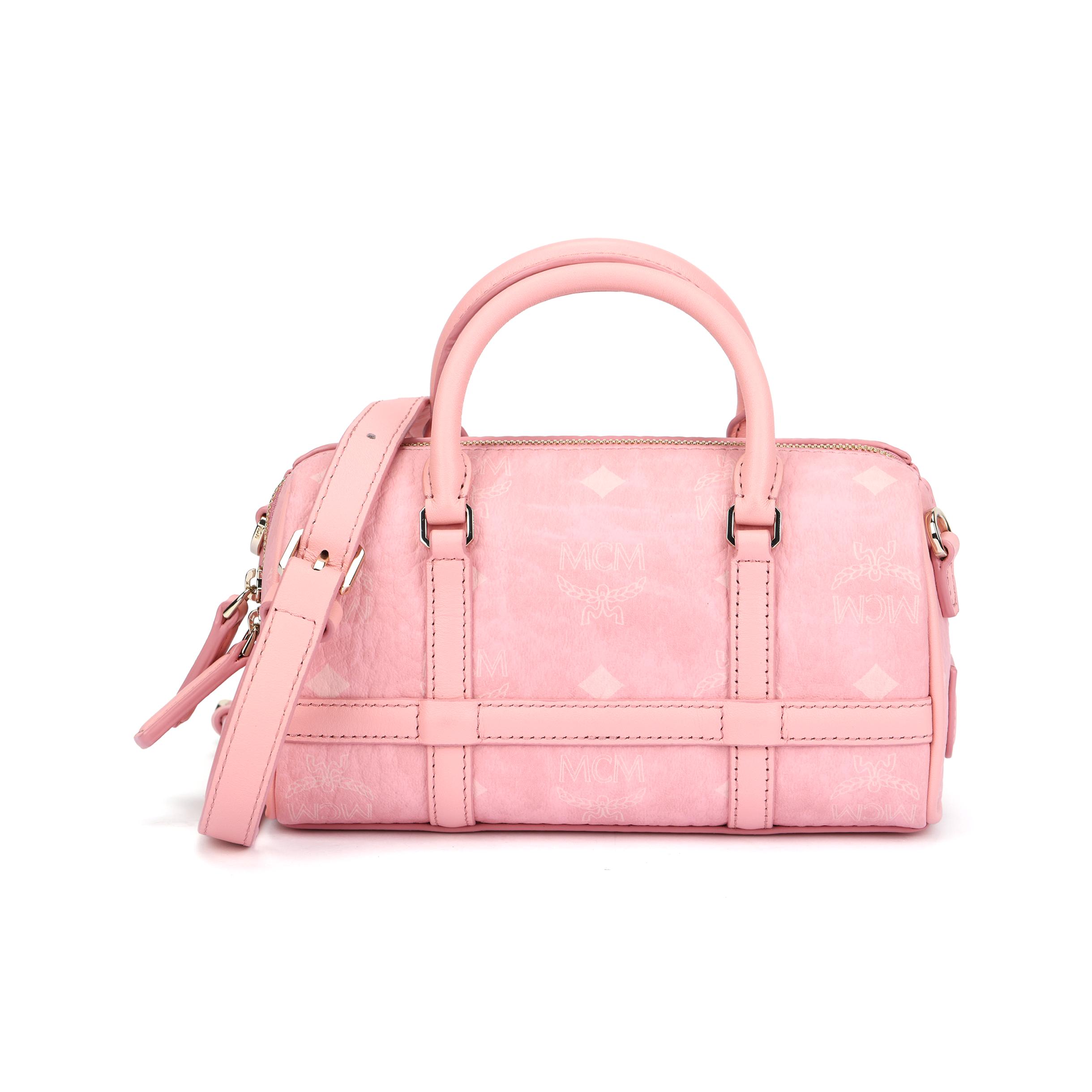 

MCM Aren Visetos Chain Zip Closure Nappa Leather Trim Mini Shoulder Crossbody Bag Women handbags Pink MWBBAER01QZ001 Basic Set (Bag+Dust Bag)