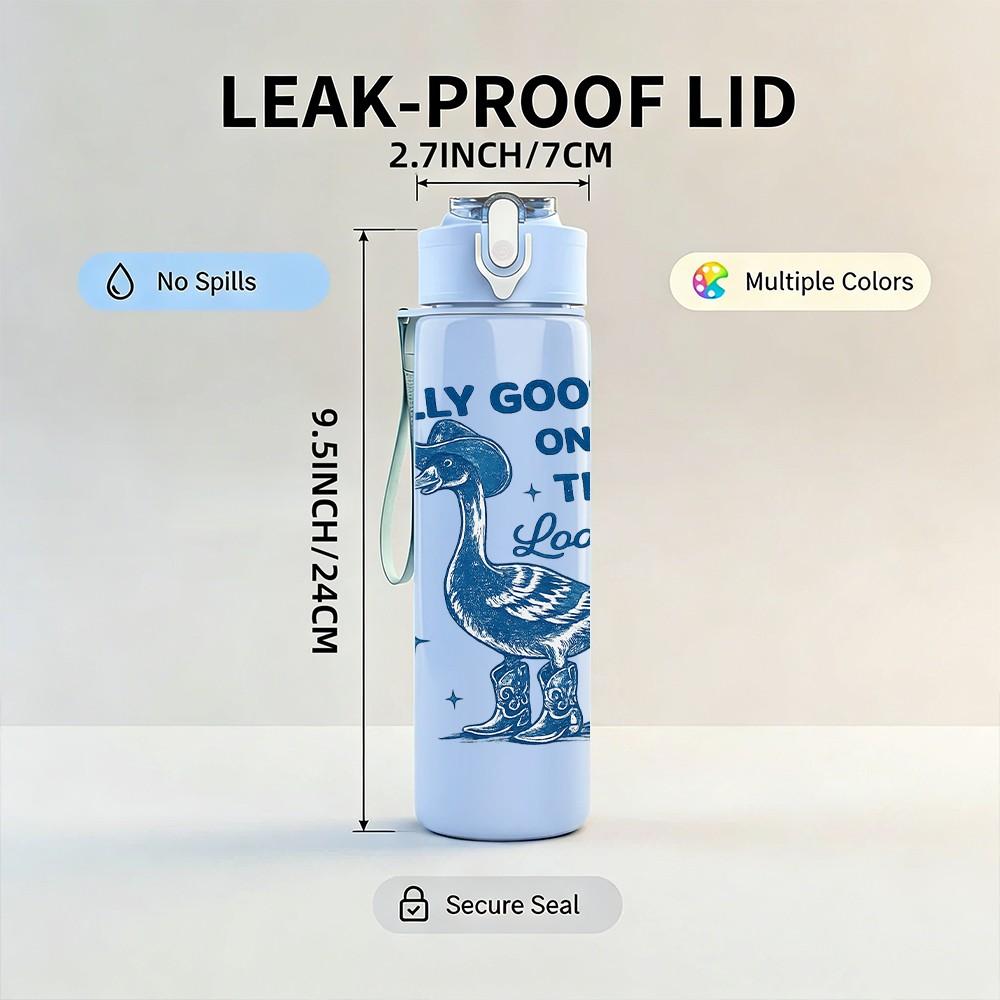 1PC Silly Goose On The Loose Bird Print 750ml Color Plastic Sports Water Bottle Leakproof Flip Straw Lid Suitable for Sports Office Home Use