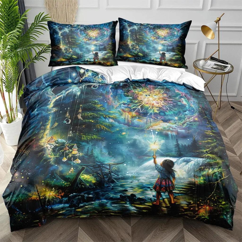 Fantasy Forest Wonderland 3D Printed Bedding Set Cozy Duvet Cover King Queen Twin Size Birthday Gift Boy Girl Kid Bedroom Decor