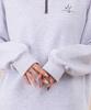 Ellamo French Terry Half-Zip Collared Oversized Sweatshirt [Melange]