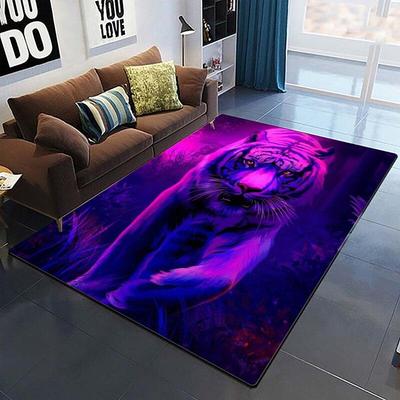 Art Domineering Tiger 3D Print Carpets for Living Room Bedroom Decor Carpet Soft Flannel Home Bedside Floor Mat Play Area Rugs