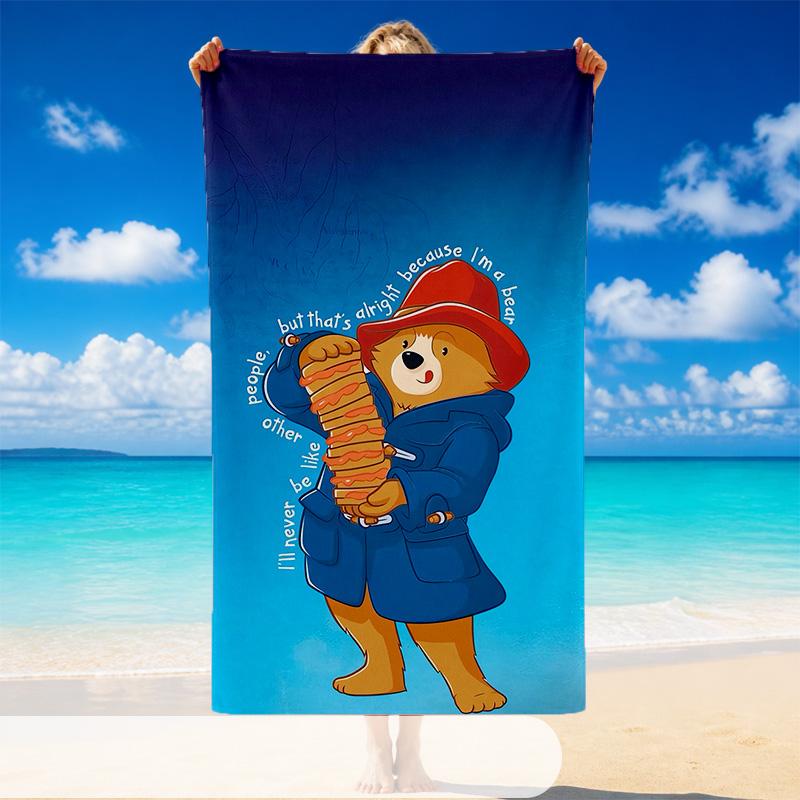 Quick Dry Beach Towel Paddington Pattern, Lightweight Absorbent Towel for Pool Beach Vacation Use