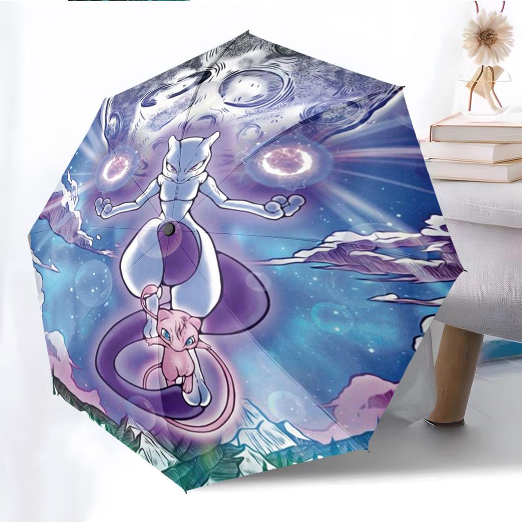 Mewtwo Pokemon Anti UV Umbrella Sun Protection Shade Umbrella Waterproof Windproof Outdoor Travel Parasol