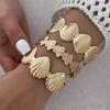 Ingemark 3 Styles Boho Flower Scallop Open Cuff Bangles for Women Vintage Irregular Geometric Adjustable Bracelets Daily Jewelry