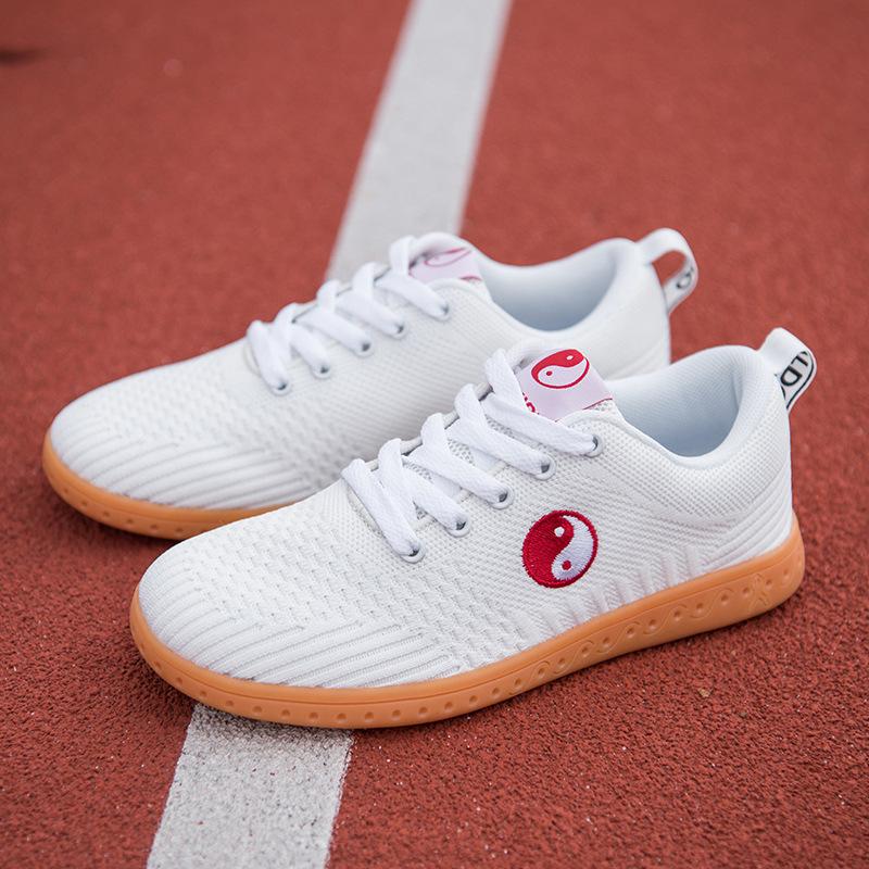 White Cloth Shoes Tai Chi Shoes Women and Men Summer Breathable Mesh Beef Tendon Sole Tai Chi Sports Cloth Shoes Martial Arts Training Shoes