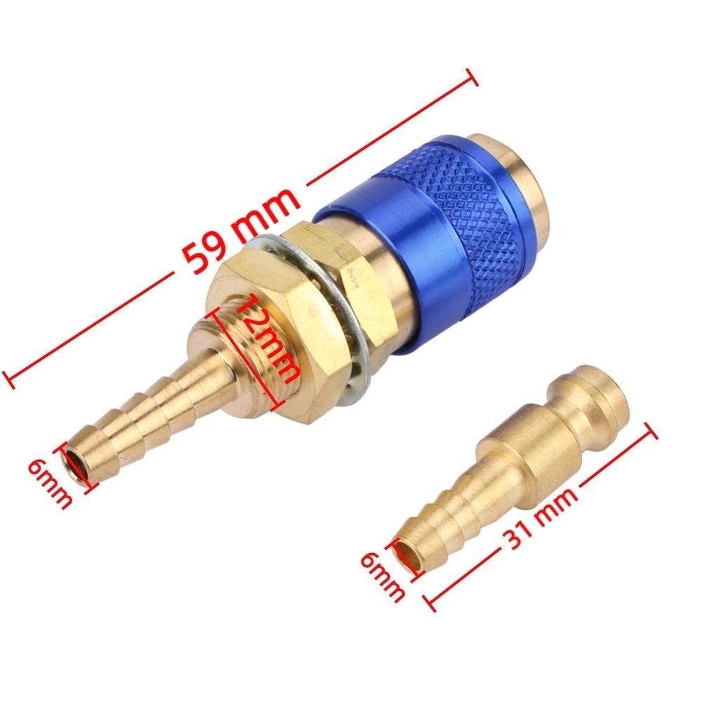 Racor Conector Rápido para Manguera de Diámetro Interior de 6 mm para Línea de Agua y Gas de Antorcha de Soldadura TIG
