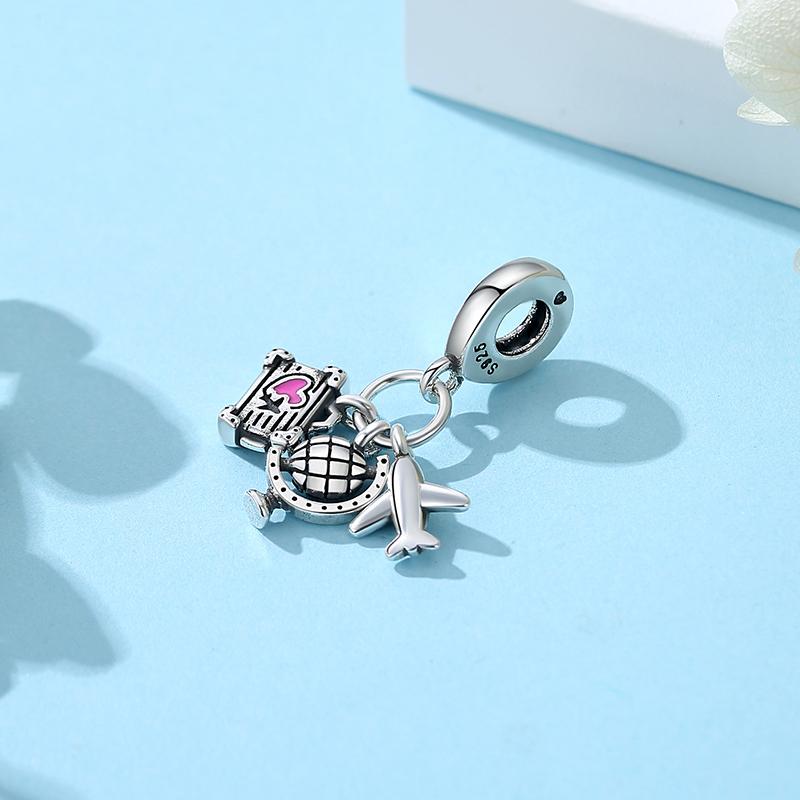 Original Copper Charms Camera Suitcase London Bus Love Beads Fit Brand Bracelets Necklaces Jewelry For Women
