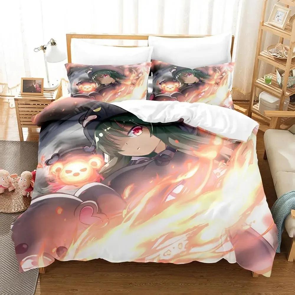 Anime Kuma Kuma Kuma Bear Sängkläder Set Pojkar Flickor Twin Queen Size Påslakan Örngott Säng Barn Vuxen Hemtextil