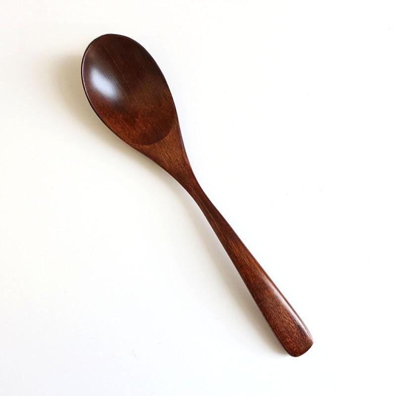 New Japanese Wooden Spoon Long Handle Large Round Soup Spoon Multifunctional Portable Solid Wood Spoon Tableware Kitchen Tools 20x4cm