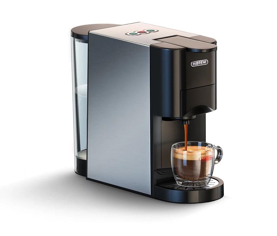 HiBREW Coffee Machine 5in1 Multiple Capsule Espresso Dolce Milk&Nespresso&ESE Pod&Powder Coffee Maker Stainless Metal H3A