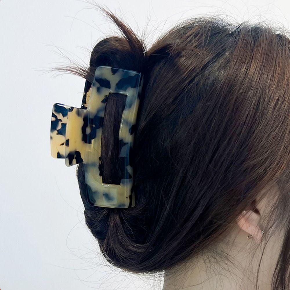 French Style Rectangular Hollow Hair Claw Colorful Shark Clip Cute Acetic Acid Hair Clip Travel
