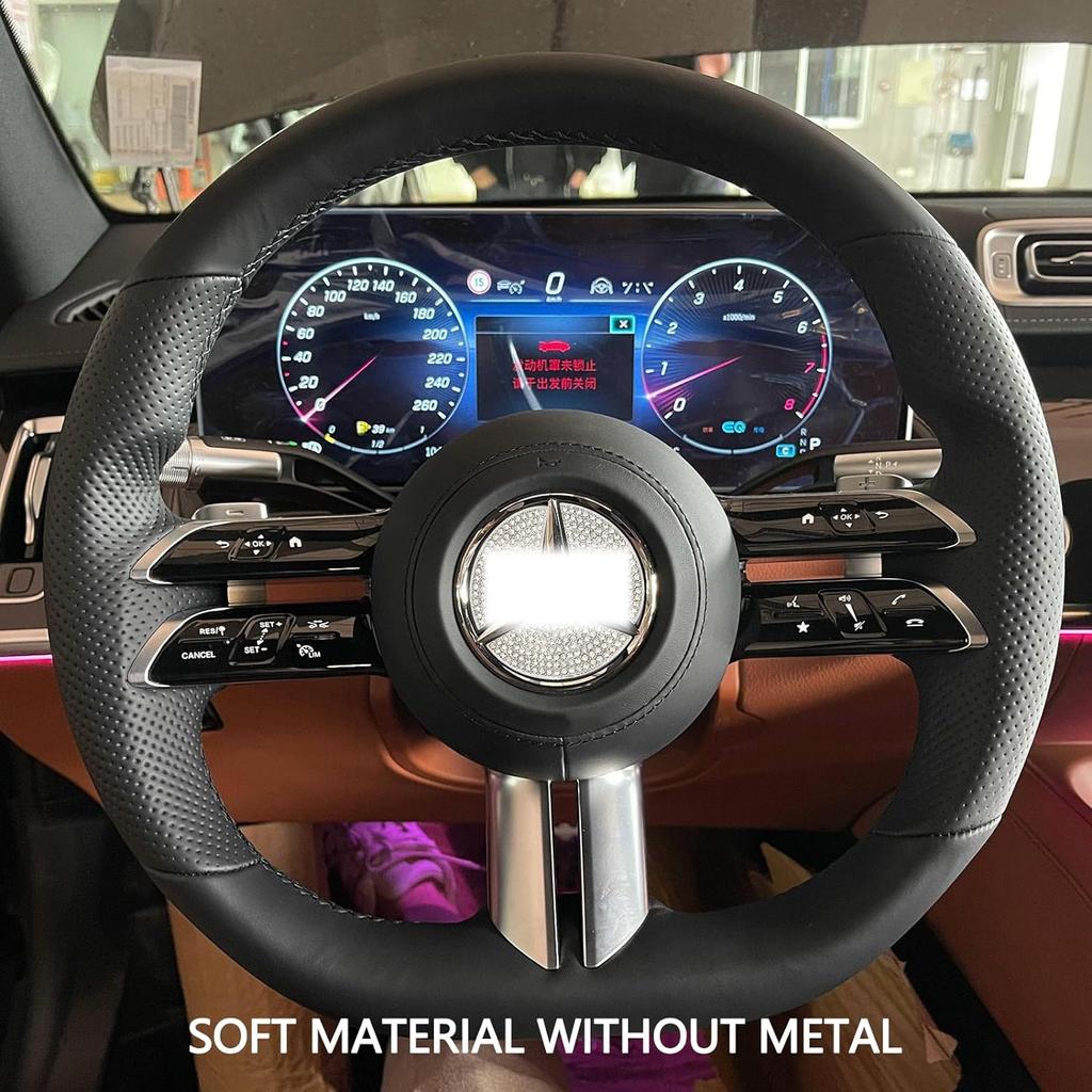 Car Interior Rhinestone Ornament Accessories,Mercedes Car Accessories,Mercedes Accessories,Shiny Car Steering Wheel Diamond Sticker,Compatible with