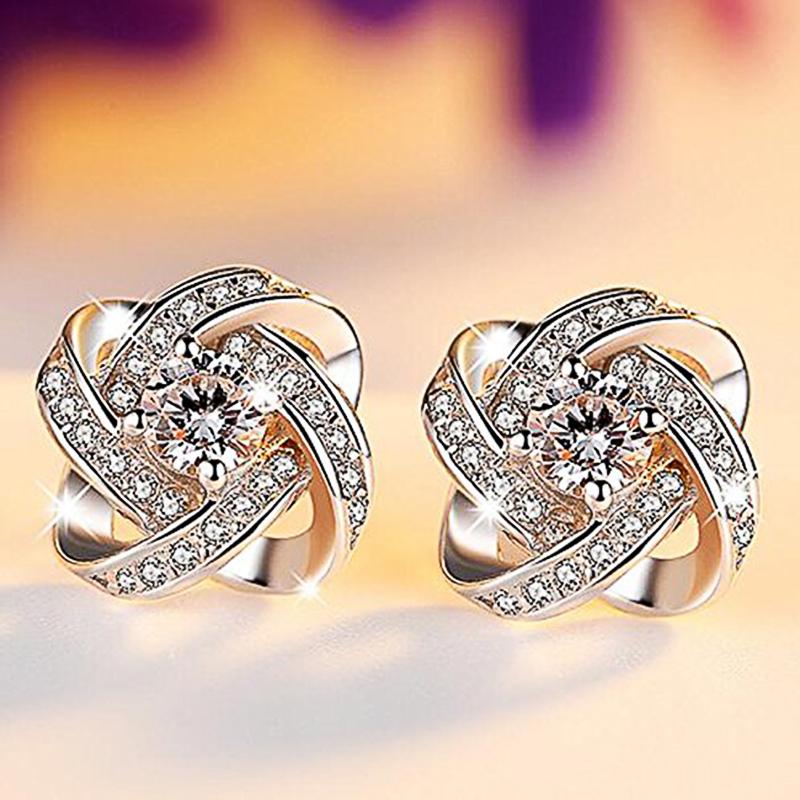 Elegant Lady Aesthetic Stud Earrings with Brilliant Zirconia Graceful Jewelry for Engagement Ceremony Chic Accessories