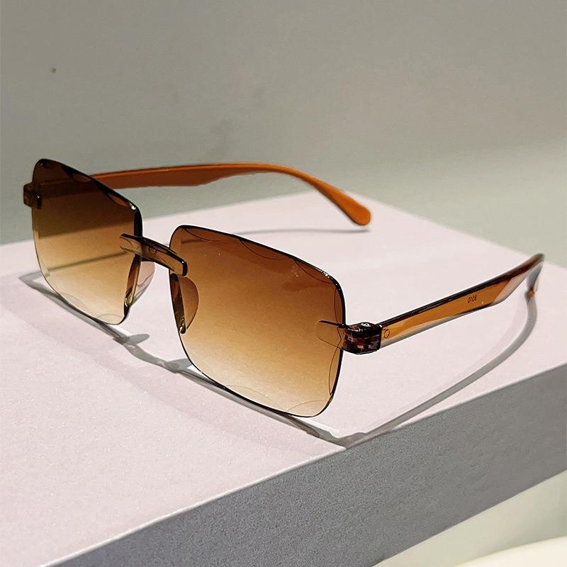 

Модные неполяризованные безободковые квадратные солнцезащитные очки с огранкой в виде бриллианта для мужчин и женщин, винтажные градиентные линзы, светоблокирующие очки коричневый