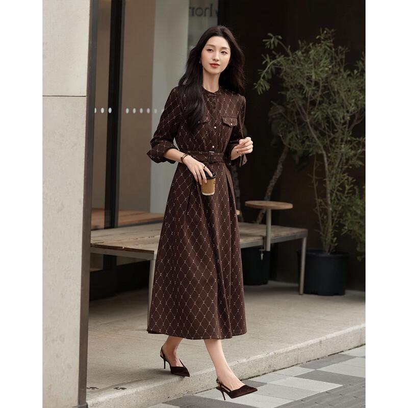 Demana Urban Light Luxury Jacquard Belted Dress
