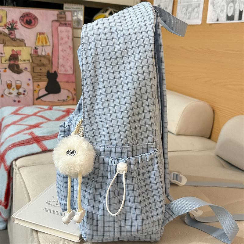 Plecak Szkolny na Kampus Kratkowany Plecak Duża Pojemność Podróżny Lekki Plecak