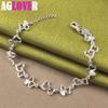925 Sterling Silver FULL Heart AAA Zircon Chain Bracelet Jewelry