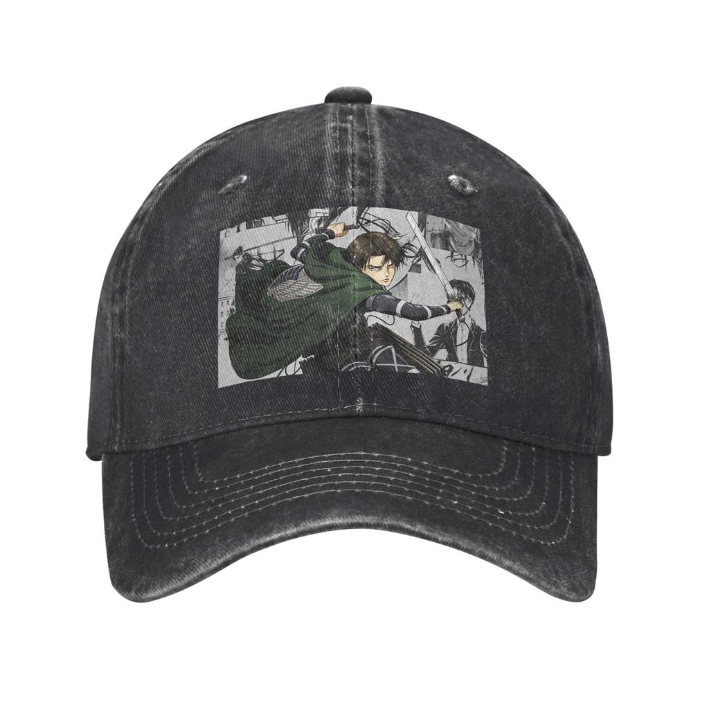 Levi AckerUnisex Attack On Titan Washed Denim Cap Casual Baseball Caps Adjustable Hat Summer Unisex Baseball Hats
