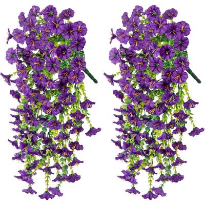 Artificial Morning Glory & Eucalyptus Nonfading Rattan Hanging Wall Door Decoration Fake 75cm Plants Garden Party Decoration