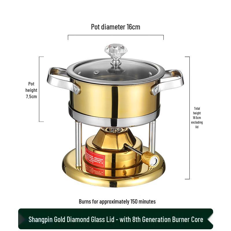 Chuangxingfa Commercial Stainless Steel Single-Person Hot Pot with Gold Burner