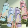 1PC Duck Riding Skateboard Cartoon 750ml Color Plastic Sports Water Bottle Leakproof Flip Straw Lid Suitable for Sports Office Home Use