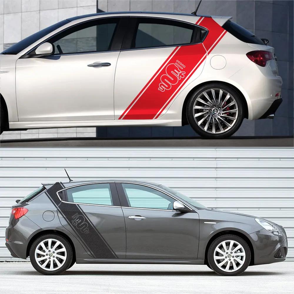 usgm4 2PCS Car Side Body Stickers Decal For Alfa Romeo Giulia Giulietta 159 156 MITO Stelvio 147 Sportiva Duetto GT Tuning Accessories