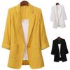 Office Lady Blazer Jednolity kolor Luźna Wiosna Jesień Długie rękawy Klapy Kieszenie Garnitury Płaszcz do biura