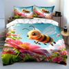 Colorful Bee-Themed Decoration Set Exquisite Three-Piece Bedding Set Gift For Kids And Adults