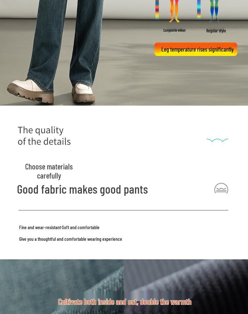 VanZhen Women's Fleece-Lined High-Waist Wide-Leg Jeans (2024 Winter)