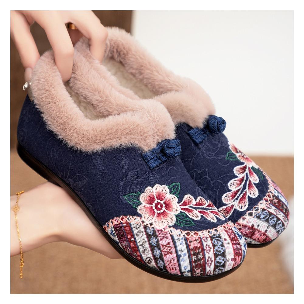 Winter Booties for Women Warm Embroidered Slippers Indoor Outdoor Moccasins Cozy House Shoes