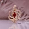 PATAYA Rose Gold Color Horse's Eye Shape Red Artificial  Zircon Earrings