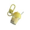 Bubble Tea Keychain Pendant Resin Cup Bag Charm with Split Keyring and Spring Clasp for Keys, Small Bags, and Zipper Pull