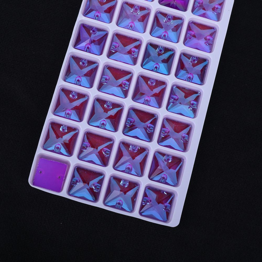 Crystal Glass Hand Sewn Drill, Square Fluorescent Flat Bottom Mocha Neon Dopamine Rhinestone Diy Clothing Accessories