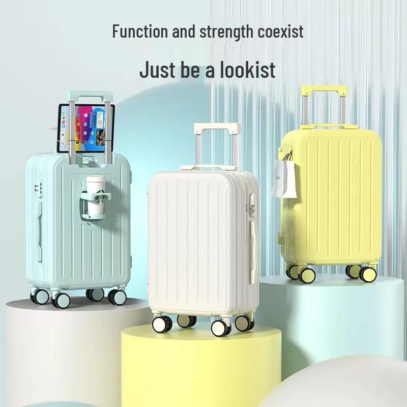 Solidna koreańska walizka na kółkach: Stylowa, Wytrzymała Walizka Podróżna dla Studentów i Kobiet z Zamkiem Szyfrowym, Opcja Skórzana Dostępna dla Mężczyzn.