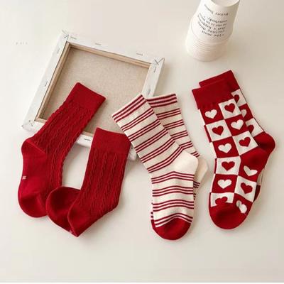 Calzini per Bambine Anno Zodiacale Autunno Inverno Calzini Rossi per Bambine Capodanno Calzini Spessi a Mezza Gamba Calzini a Cuore