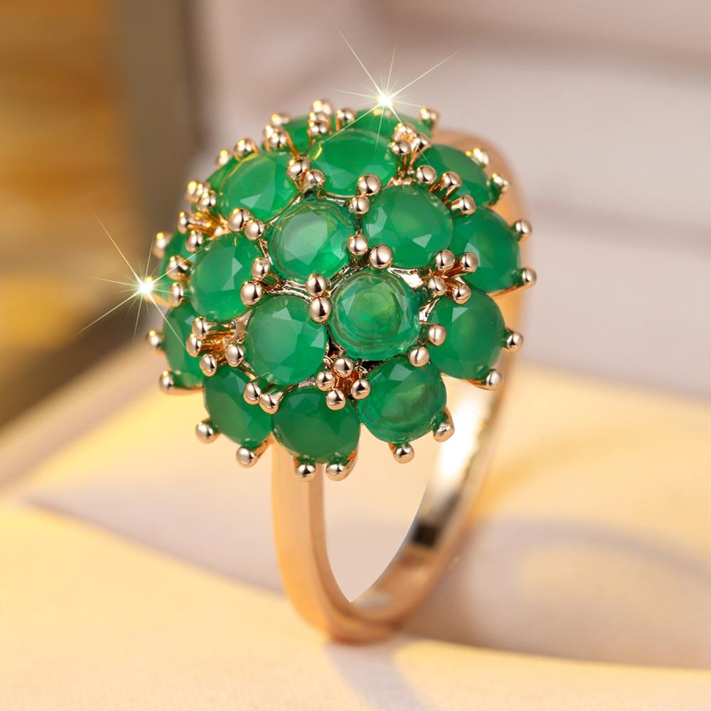 Elegant Green Cubic Zirconia Engagement Ring for Women Party Wedding Rings Jewelry Gift