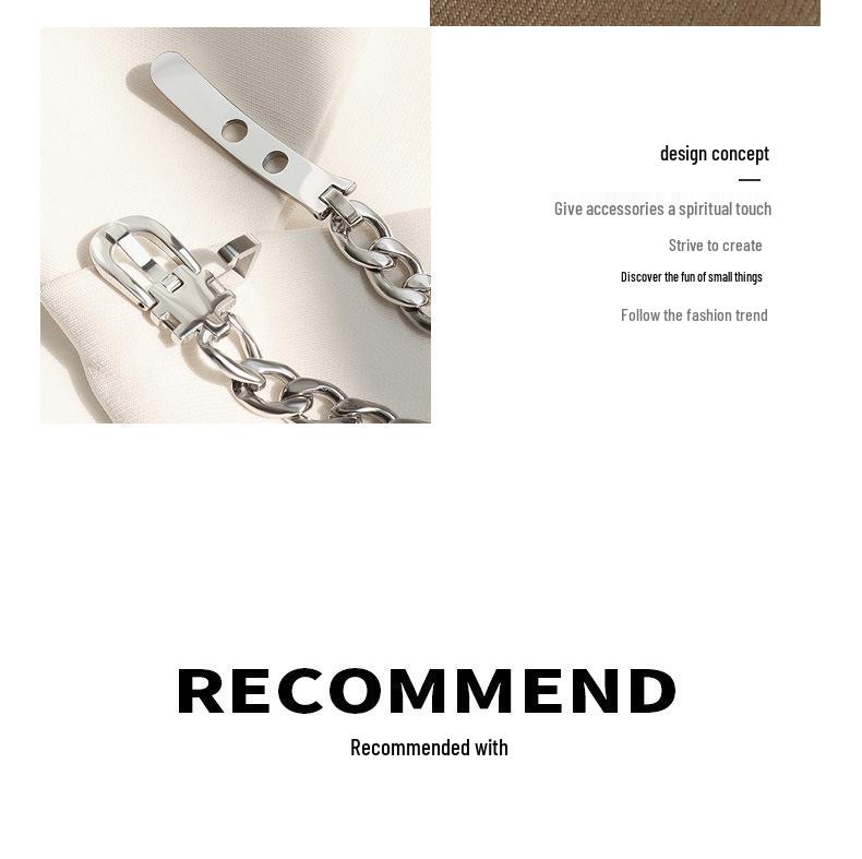 Exaggerated European-American Belt Buckle Necklace: NK Chain Clavicle Titanium Steel 18k Gold Choker for Women - P981