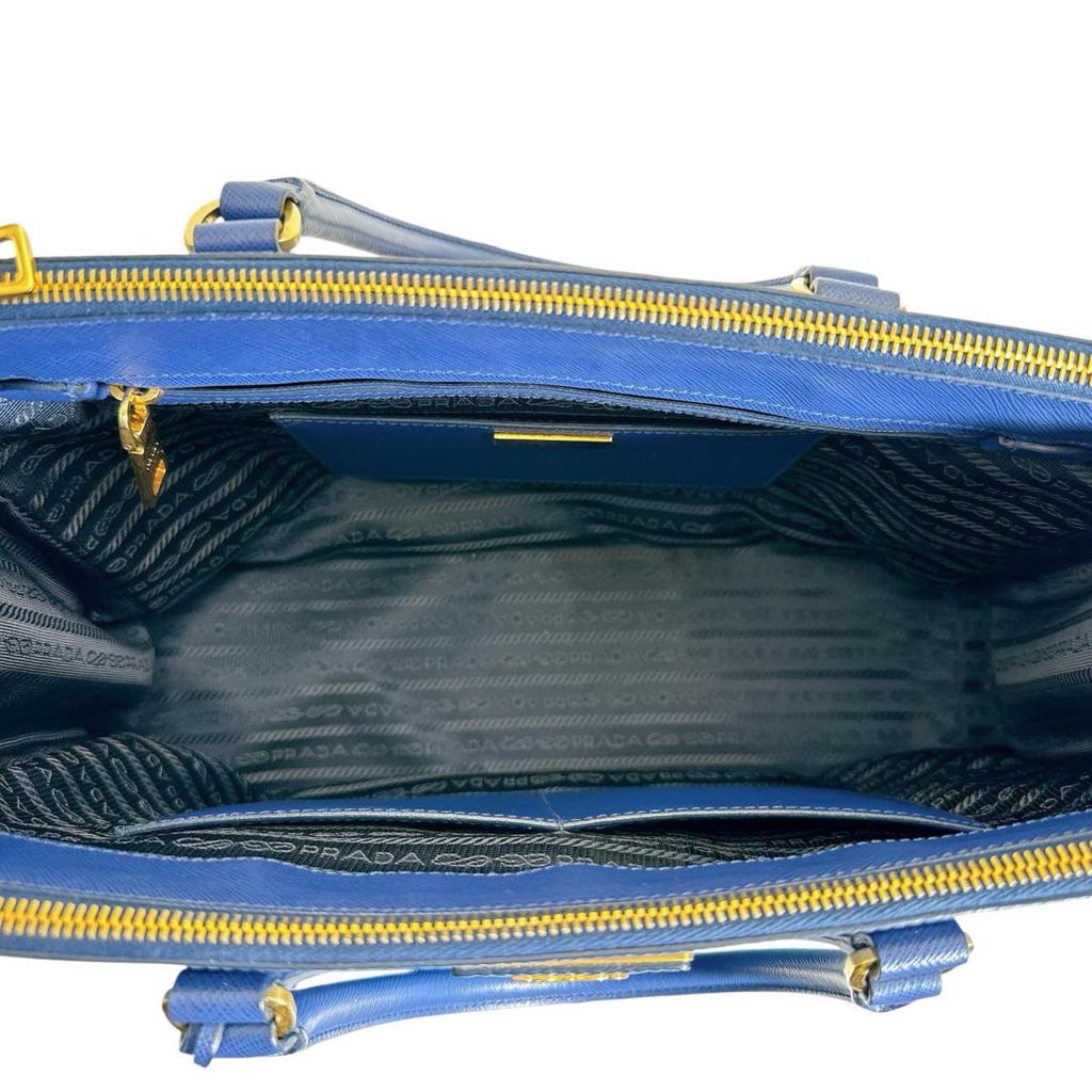 PRADA Sapphiano Galleria Handbag leather blue Women 1BA786 Used