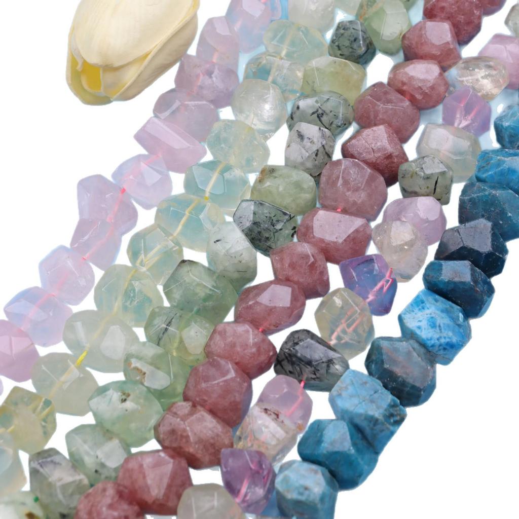 Raw Mineral Crystal Faceted Beads for DIY Jewelry Making