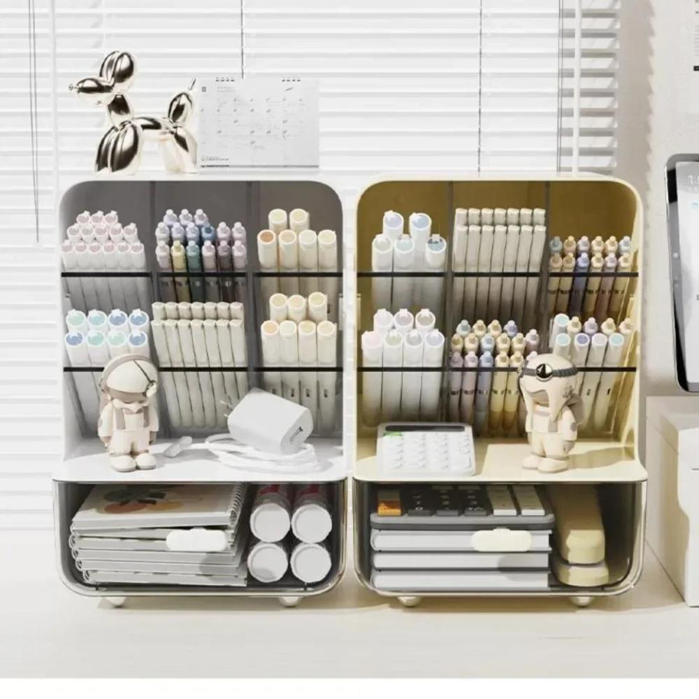 Oblique Plug-in Pen Holder Storage Rack Widening and Raising Pen Container Multi Space Storage Rack with Drawers Storage Box