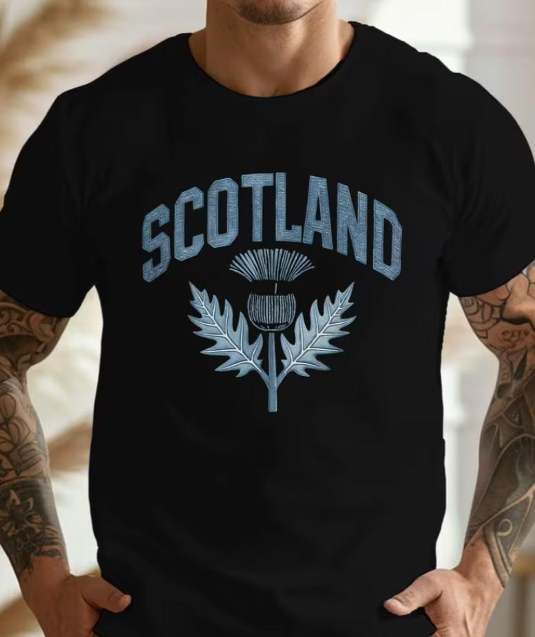 Plus Size Unisexs Thistle Scotland Graphic Print Short Sleeve Tshirt Trend Casual Tops For Big Tall Guys Tshirt