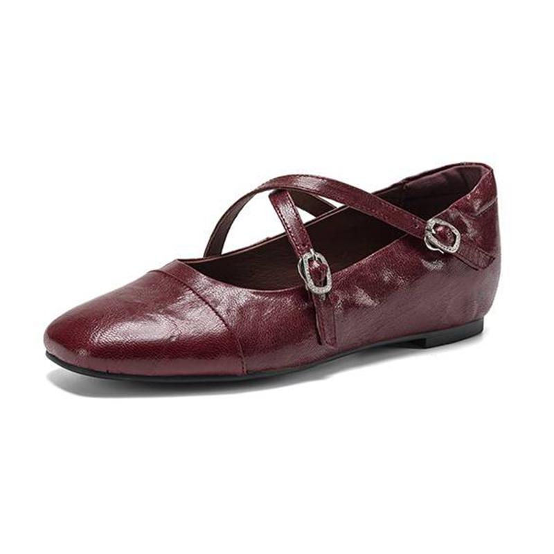 Krazing Pot Sheepskin Round Toe Thick Low Heels Spring Shoes Buckle Big Size 42 Women Mary Janes Pumps