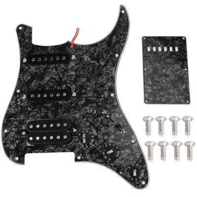 11 Holes Loaded Pre Wired Pickguard Pickups Set Accessories For Electric Guitar(black Pearl)