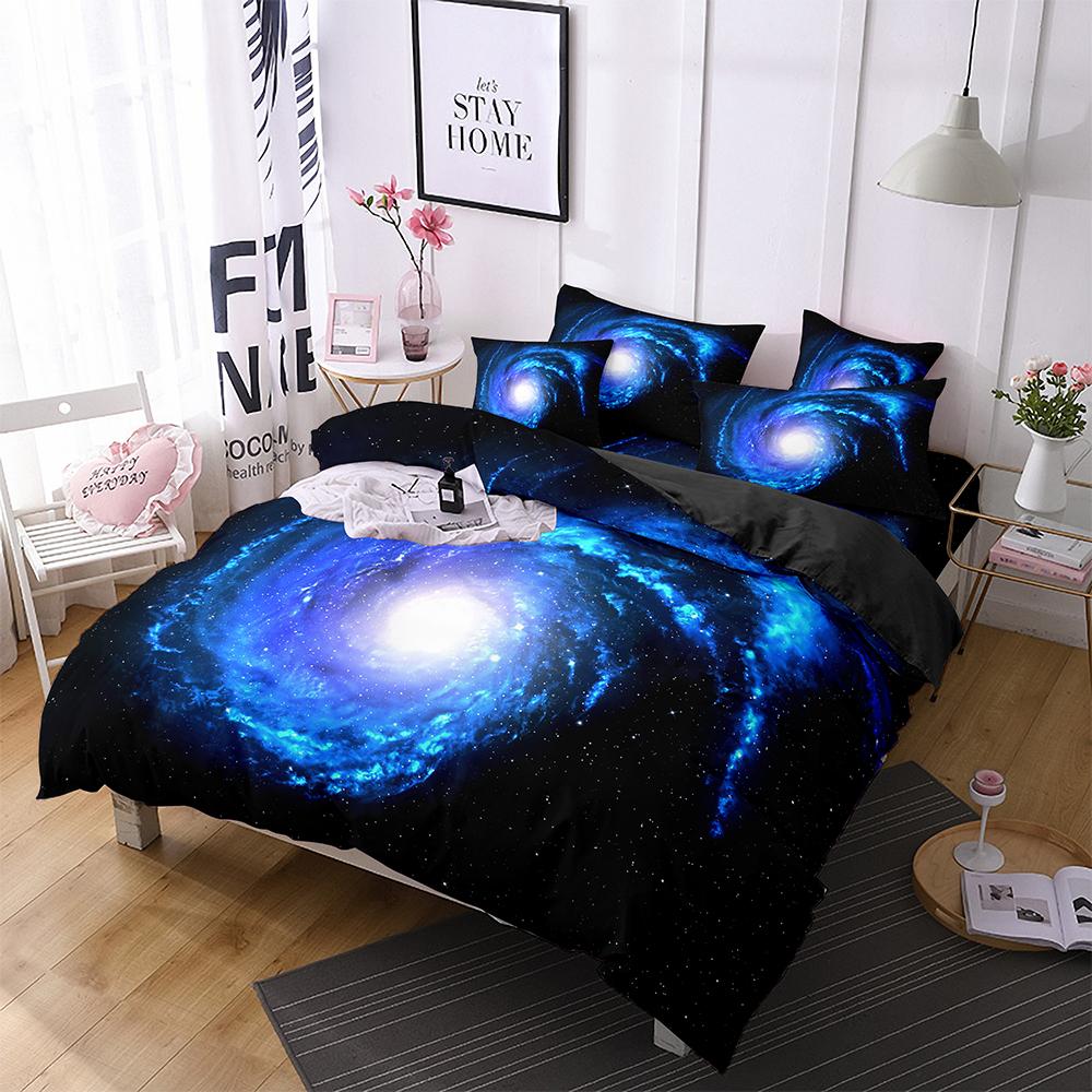 

Роскошный темно-синий комплект постельного белья Galaxy Twin Full Queen King Size, пододеяльник/пододеяльник, комплект сияющих звезд, звездное небо, пододеяльник 135x200cm